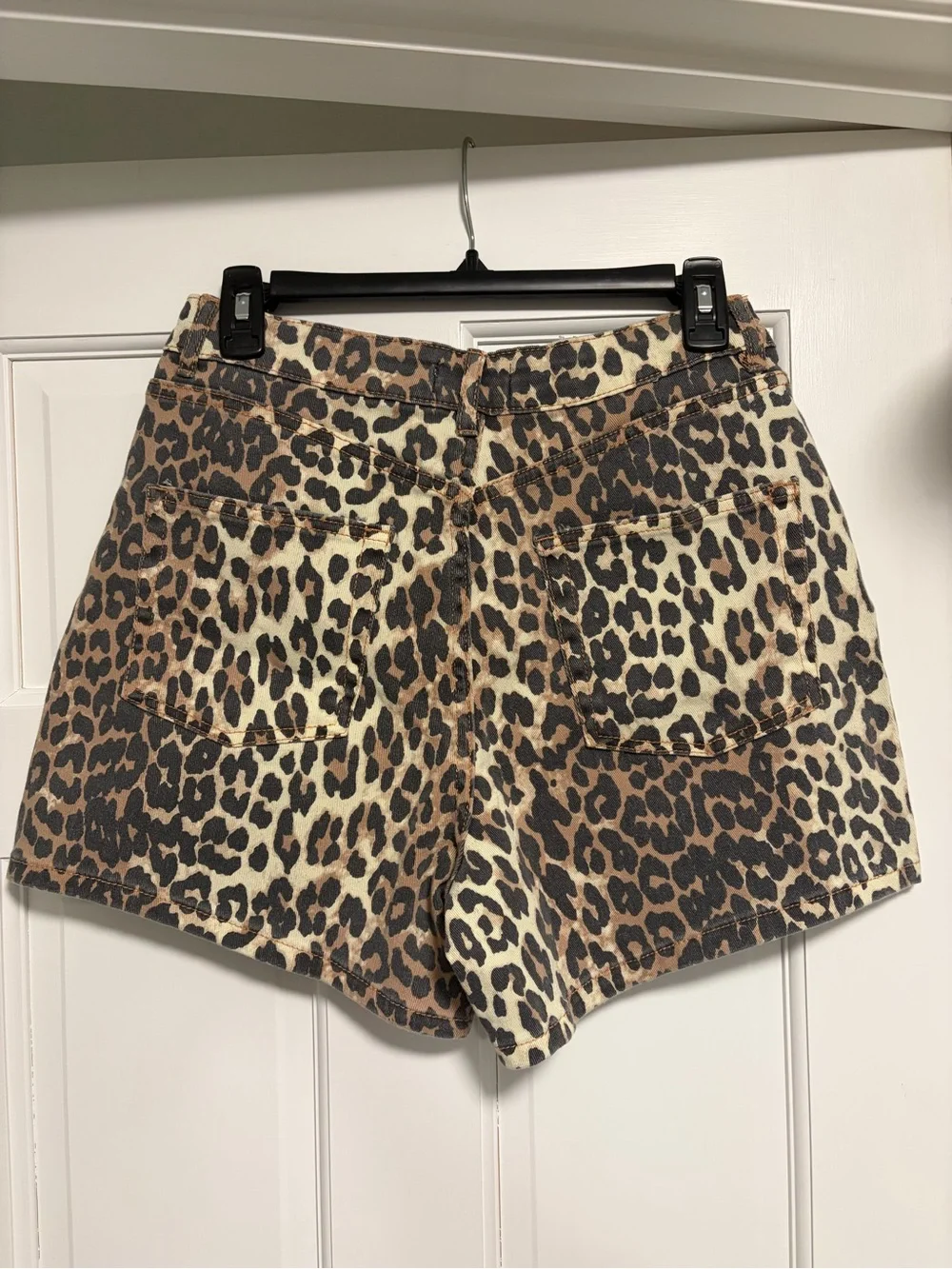 Oat New York Leopard Print Denim Shorts - NWOT